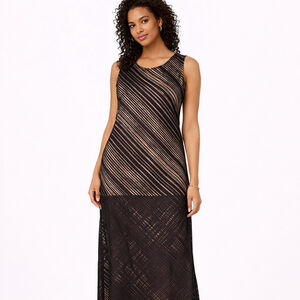 NWT Women's APT. 9 Black & Beige Lined Maxi Dress XL